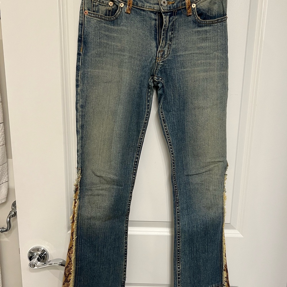 Allen B boot special edition snake skin & country fringe flare boot cut detail